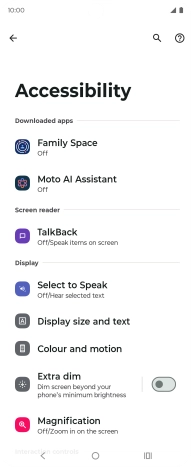 Press TalkBack and follow the instructions on the screen to select the required settings.