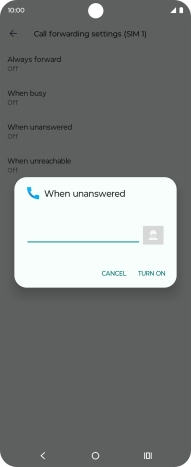 Key in +447836121121 and press TURN ON.