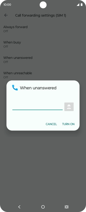 Key in +447836121121 and press TURN ON.