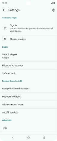 Press Privacy and security.
