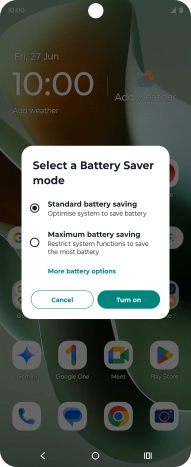 Press Turn on to turn on the function.