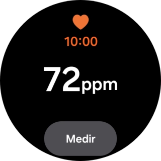 Pulsa Medir y espera mientra el smartwatch está midiendo el pulso.