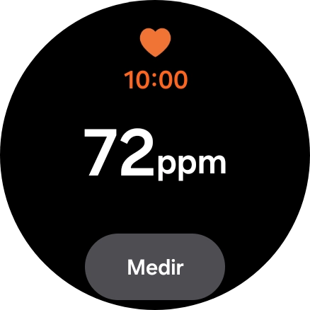 Pulsa Medir y espera mientra el smartwatch está midiendo el pulso.