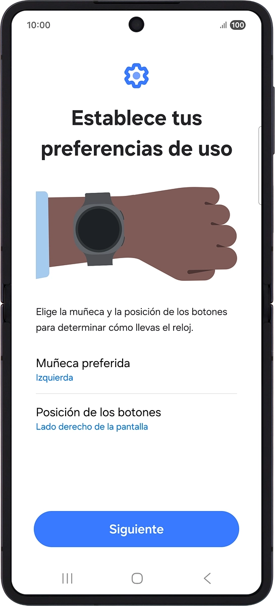 En el teléfono: Sigue las indicaciones de la pantalla para seleccionar los ajustes deseados y pulsa Siguiente.
