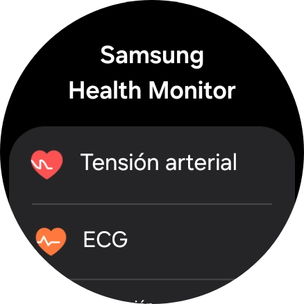 Pulsa Tensión arterial y sigue las indicaciones de la pantalla para medir tu presión sanguínea.