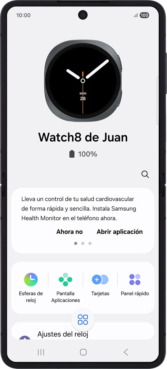 En el teléfono: Cuando aparece esta imagen de pantalla, el smartwatch está activado y sincronizado con el teléfono.