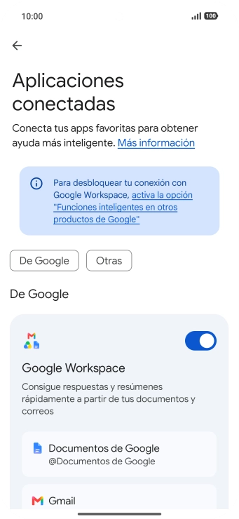 Pulsa el indicador junto a la extensión deseada para activar la función.