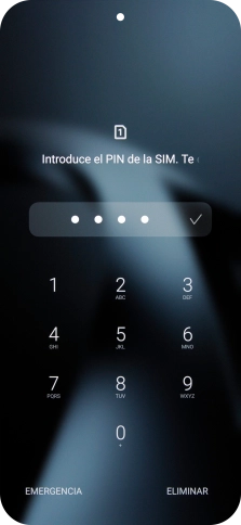 Si es necesario desbloquear la tarjeta SIM, introduce el código PIN y pulsa el icono de aceptar.