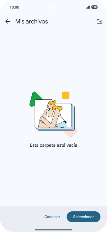 Si deseas crear una nueva carpeta, pulsa el icono de nueva carpeta y sigue las indicaciones de la pantalla para crearla.