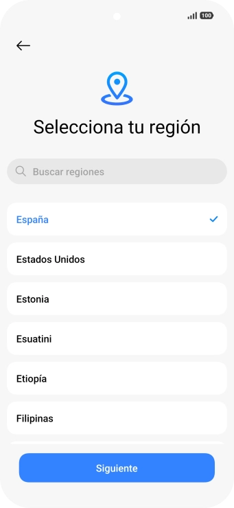 Pulsa el país o el área deseados.