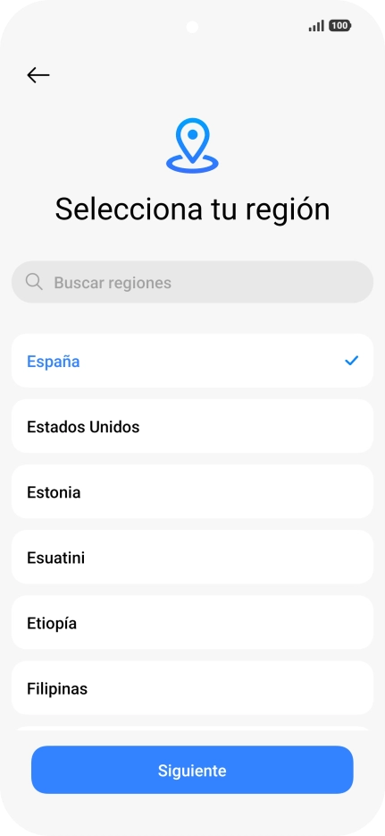 Pulsa el país o el área deseados.
