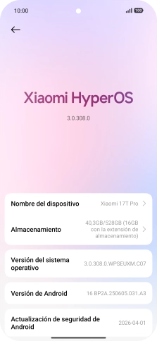 Pulsa Xiaomi HyperOS. Si hay una versión de software nueva disponible, aparecerá ahora en la pantalla. Sigue las indicaciones de la pantalla para actualizar el software del teléfono.