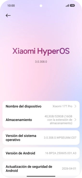 Pulsa Xiaomi HyperOS. Si hay una versión de software nueva disponible, aparecerá ahora en la pantalla. Sigue las indicaciones de la pantalla para actualizar el software del teléfono.