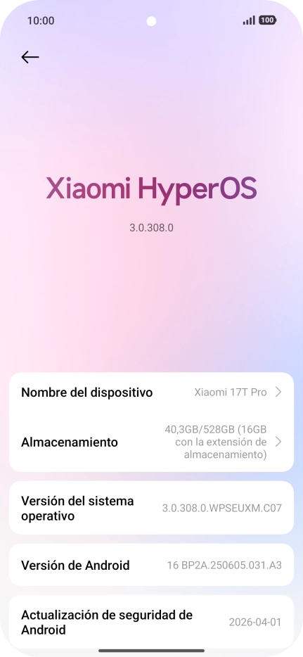 Pulsa Xiaomi HyperOS. Si hay una versión de software nueva disponible, aparecerá ahora en la pantalla. Sigue las indicaciones de la pantalla para actualizar el software del teléfono.