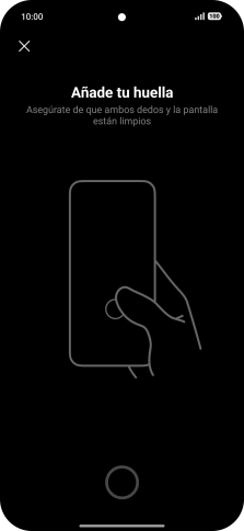 Sigue las indicaciones de la pantalla para crear una huella digital como código de seguridad.