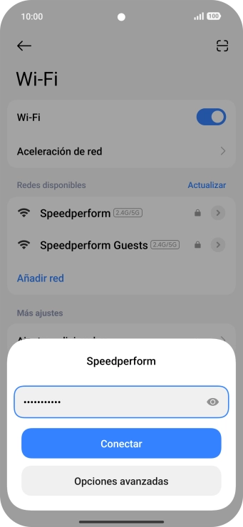 Introduce la contraseña de la red wifi y pulsa Conectar. Introduce la contraseña de la red wifi y pulsa Conectar.