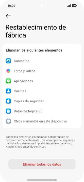 Pulsa Eliminar todos los datos.