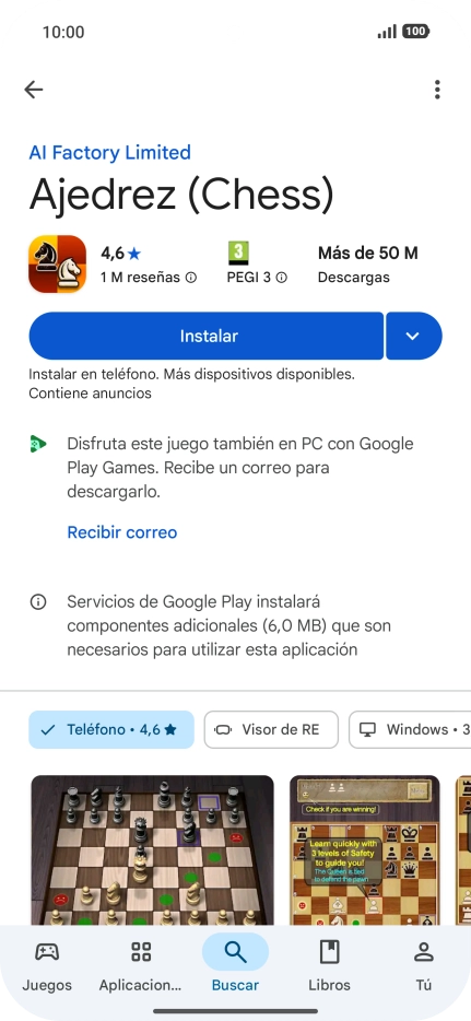 Pulsa Instalar y sigue las indicaciones de la pantalla para instalar la app.