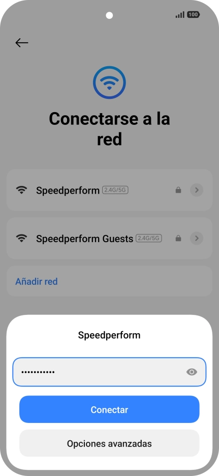 Introduce la contraseña de la red wifi y pulsa Conectar.