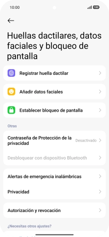 Pulsa Registrar huella dactilar.