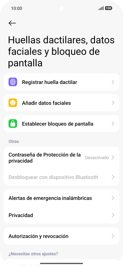 Pulsa Registrar huella dactilar.