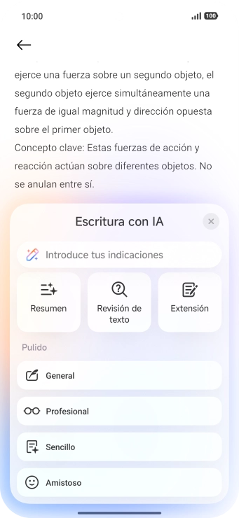 Para generar un texto, pulsa en el campo de escritura. Para generar un texto, pulsa en el campo de escritura.