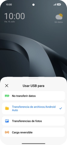 Pulsa Transferencia de archivos/Android Auto.