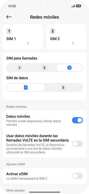 Pulsa la SIM de la línea móvil deseada.