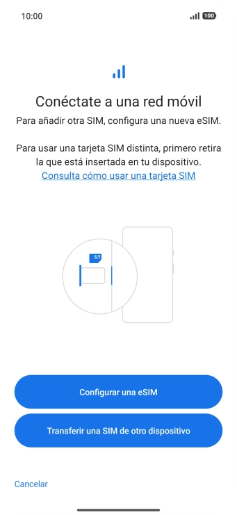 Pulsa Configurar una eSIM. Pulsa Configurar una eSIM.