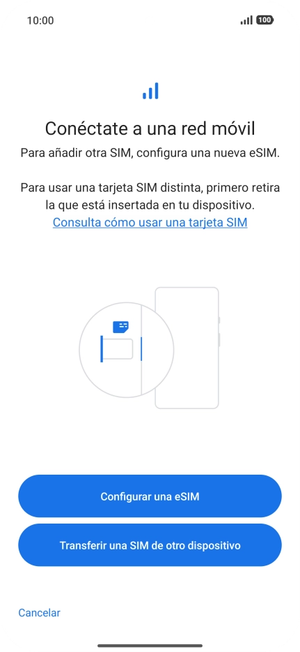 Pulsa Configurar una eSIM. Pulsa Configurar una eSIM.