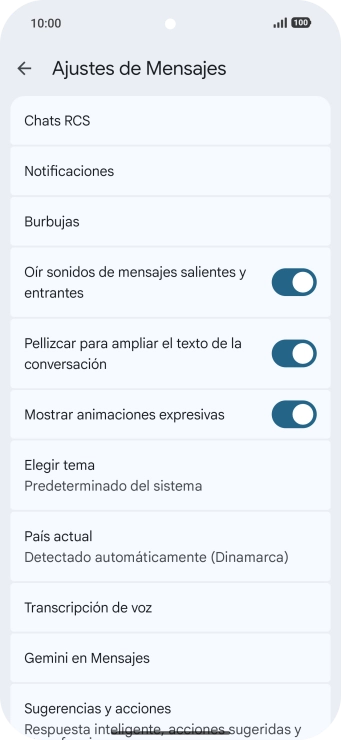 Pulsa Gemini en Mensajes.