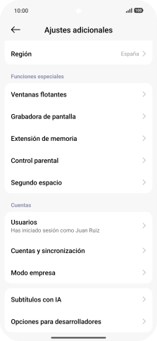Pulsa Cuentas y sincronización.