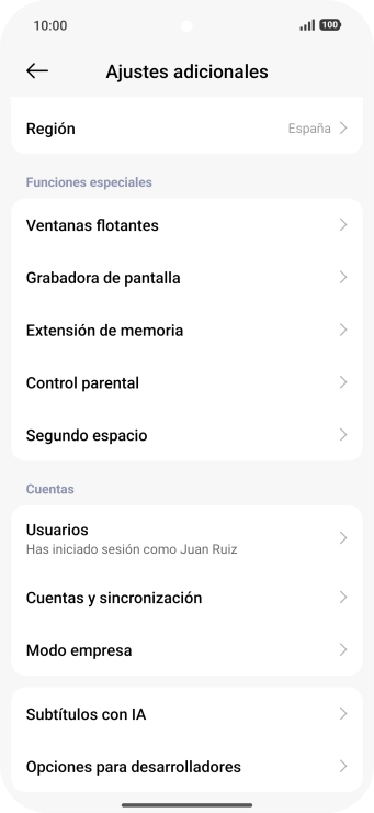 Pulsa Cuentas y sincronización.