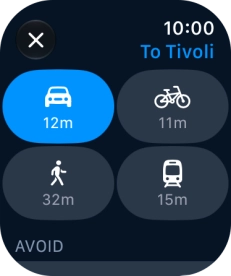 Press the required transport type. Press the required transport type.