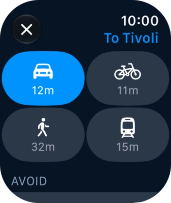 Press the required transport type. Press the required transport type.