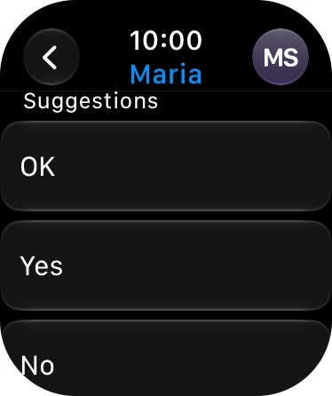 Press the required quick reply. Press the required quick reply.