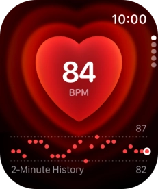 Your current heart rate is displayed. Your current heart rate is displayed.