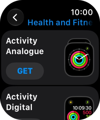 Press GET next to the required watch face. Press GET next to the required watch face.