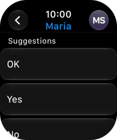 Press the required quick reply. Press the required quick reply.
