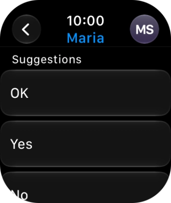 Press the required quick reply. Press the required quick reply.