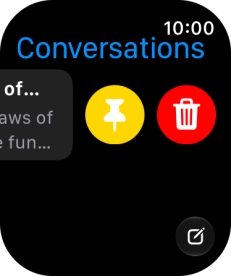 Press the pin conversation icon to pin the conversation to the list of conversations. Press the pin conversation icon to pin the conversation to the list of conversations.