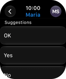 Press the required quick reply. Press the required quick reply.