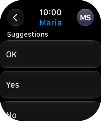 Press the required quick reply. Press the required quick reply.