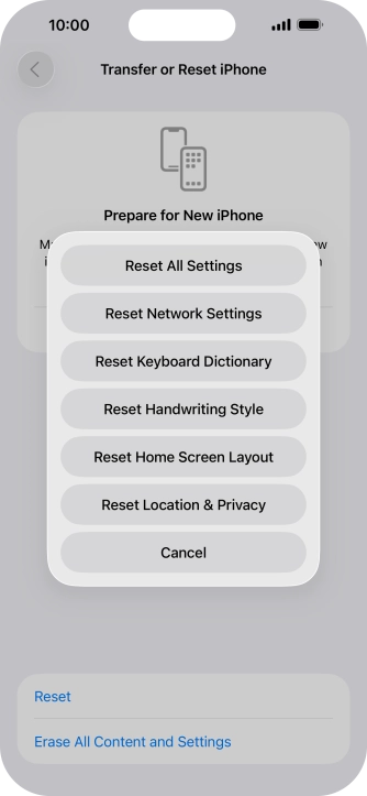 Press Reset All Settings.