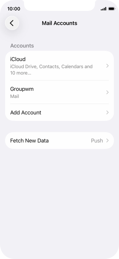 Press the name of the email account you've just set up.