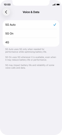 To turn on automatic switch between 5G and 4G, press 5G Auto.