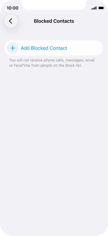 Press Add Blocked Contact and follow the instructions on the screen to block a contact.