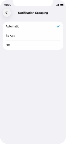 Press the required setting.