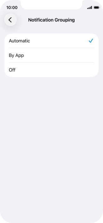 Press the required setting.