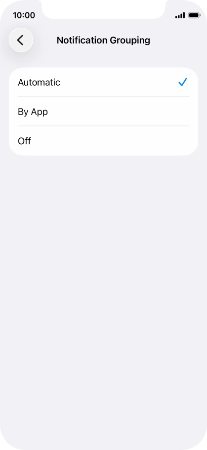 Press the required setting.